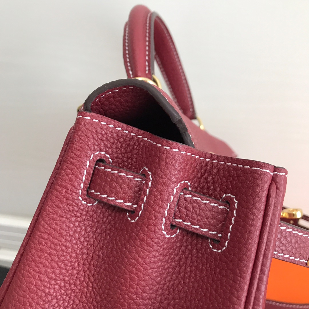 Hermes Kelly 32cm Handbag Shoulder Bag in Burgundy Togo Leather